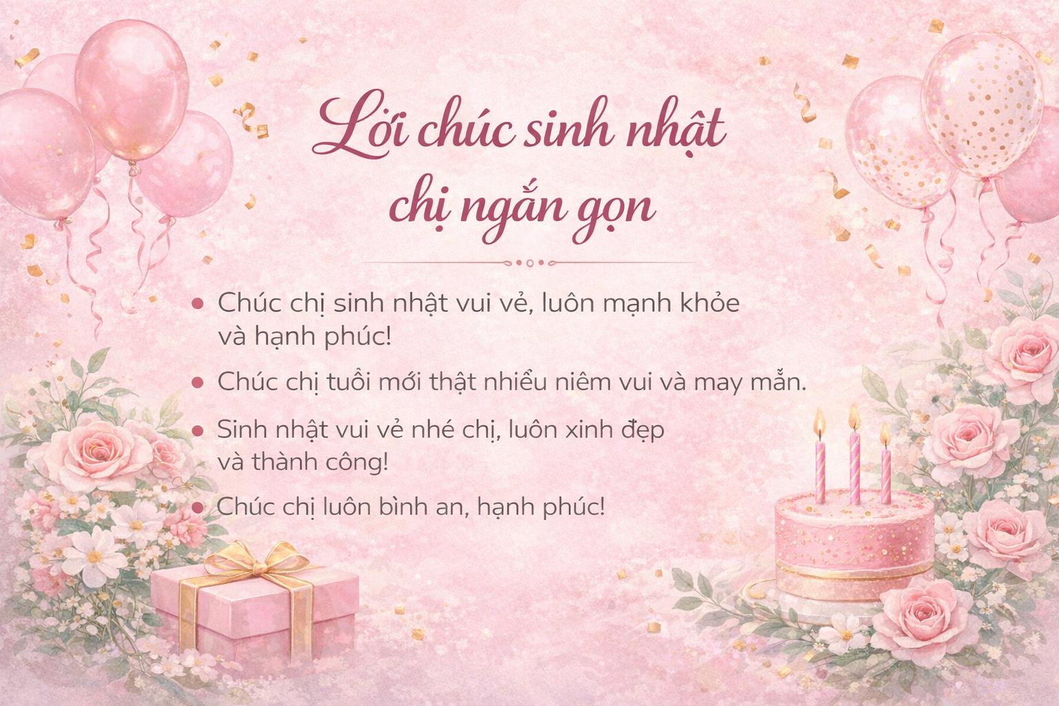 Lời chúc sinh nhật chị ngắn gọn