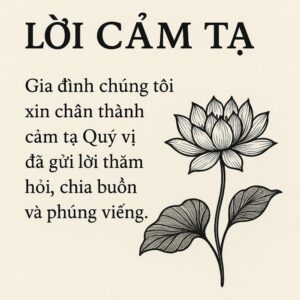 Lời cảm tạ đám tang ngắn gọn