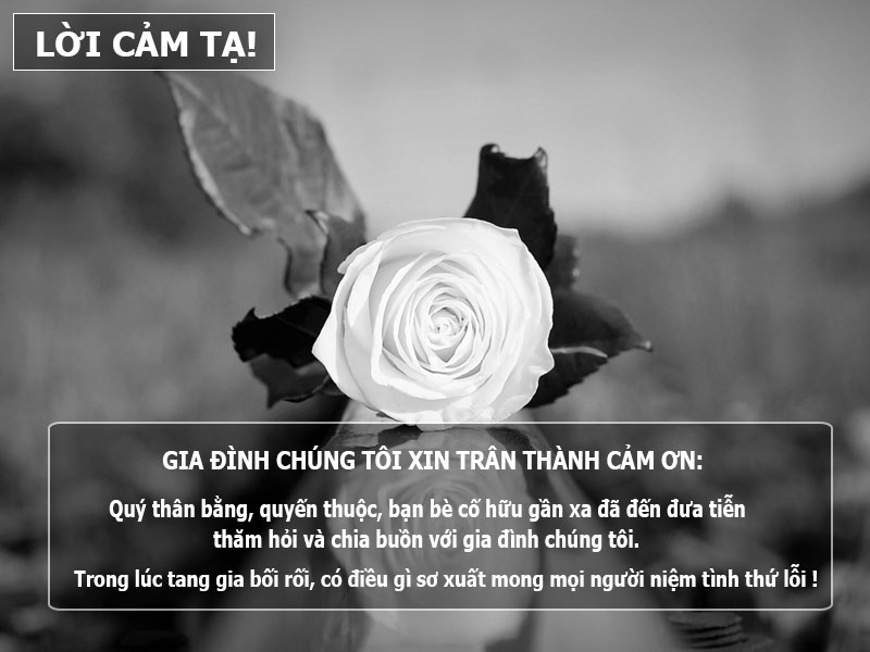 Lời cảm tạ trên facebook